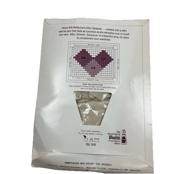 Hanes Panty Hose Silky Opaques Size A-B Pearl Style 743 Vintage - Picture 2 of 5